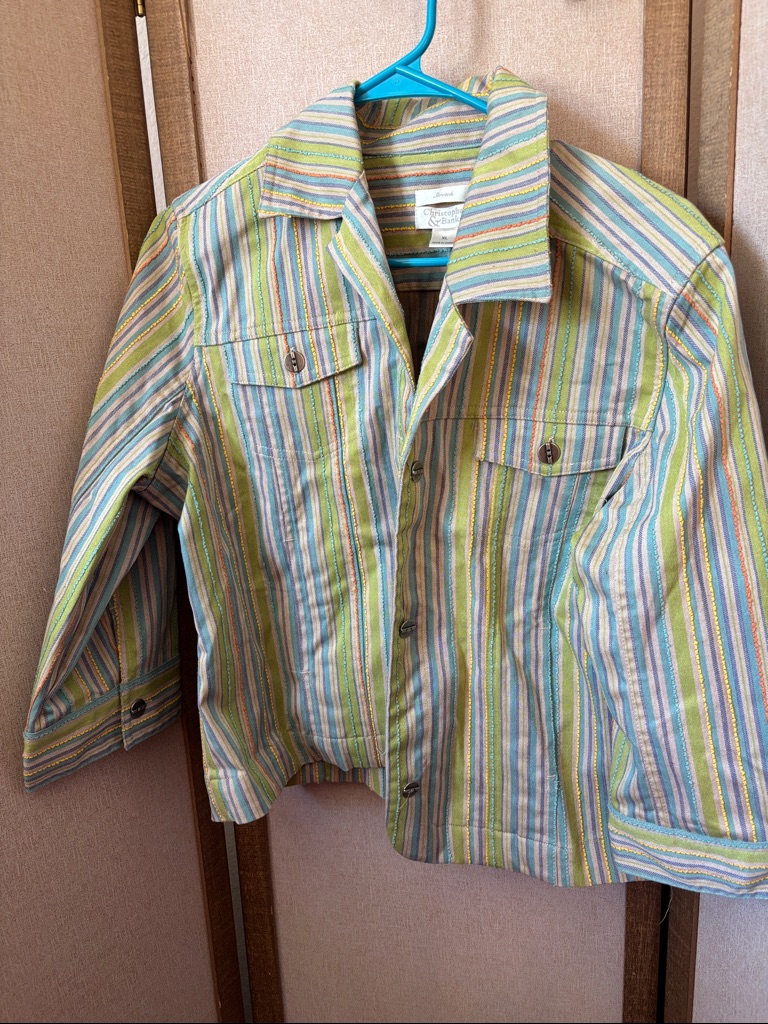 Final Markdown Christopher & Banks Pastel Multi-Striped Button Jacket Xl